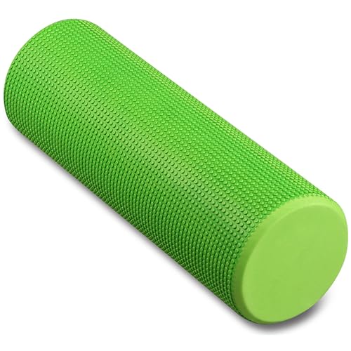 Foam Roller de Espuma Rulo Extra Largo Rodillo Redondo para Masajes Musculares, Fitness, Yoga y Pilates en Casa y Gimnasio EVA Liviano INDIGO 45 * 15 cm (Verde)