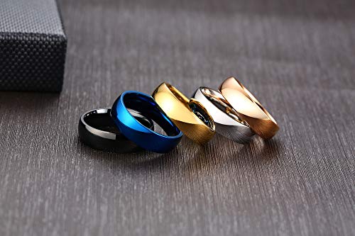 MZZJ Free Personalized Engraved Nickname Date Coordinates Roman Numerals 8MM/6MM High Polish Stainless Steel Dome Engagement Ring Wedding Band,Anniversary Valentine's Day Gift for Him Her3