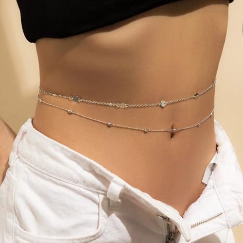 Image of Shining Diva Fashion Set of 2 Belts for Women and Girls Stylish Kamarbandh Kamar Chain Waist Belt for Dresses Jeans Saree