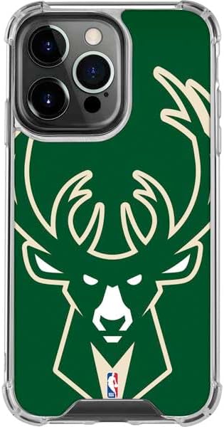 Skinit Clear Phone Case Compatible with iPhone 16 Pro - Officially Licensed NBA Milwaukee Bucks Large Logo Design