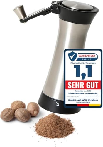 Topanbieter999 Muskatmühle mit Muskatnussfach und Klappbarer Kurbel