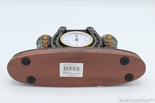 Western Cowboy Cowgirl Rustic Double Boots Horseshoe Outline Desk Shelf Electric Clock Home Office Decoration #TOP5