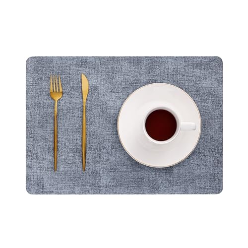 Set de table rectangulaire gris bleu uni lot de 6 napperons tissés de table