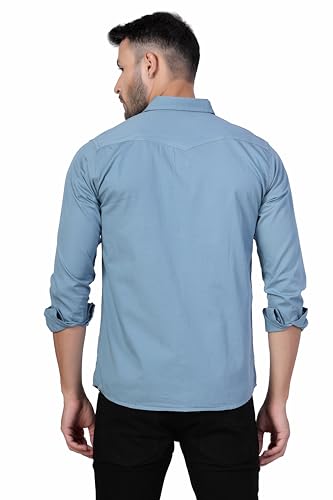 Image of Men's Cotton Twill Utility Shirt | Full Sleeve Button-Down Casual Shirt | Dual Chest Pockets | Comfortable Regular Fit | Everyday Wear