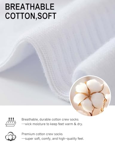 Image of Irisbear Cushion Crew Socks for Women Cotton Running Hiking Athletic Long Socks for Women 5 Pairs