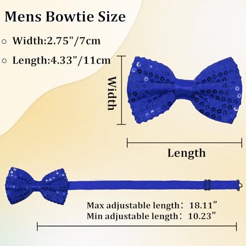 Image of Sequin Bow Ties for Men, Sparkling Mens Bow Tie for Prom Recital | 4.33 inch x 2.75 inch, Pre-tied Men's Bow Tie, Adjustable Strap, Shiny Sequin Surface, Assorted Versatile Hues, for Festival Party