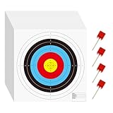 suituts 100 Pcs Bullseye Paper Shooting Targets with 4 Pcs Archery Target Pins, Archery Targets Paper 16x16 Inch 10 Ring Bow and Arrow Targets for Indoor or Outdoor Range