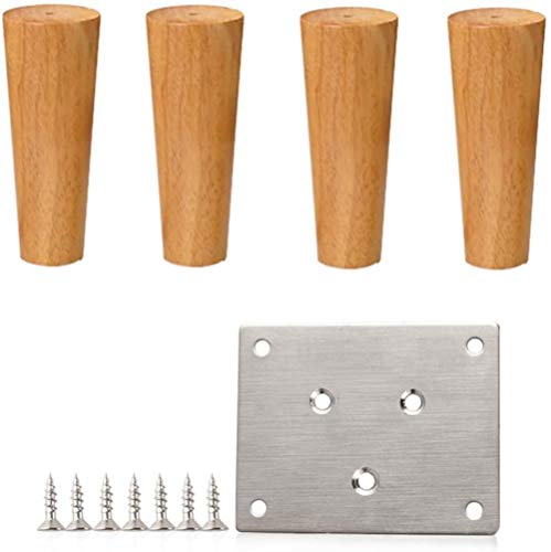 4 Stück Eiche Stützbeine Massivholz,Sofa TV-Schrank Bett Schrank Beine verdickte,Sich verjüngende,Ersatz Beine(8-80cm),80cm(32in)