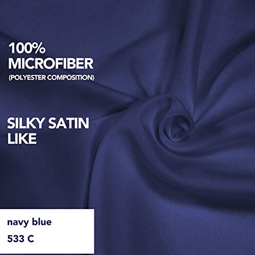 PureFit Wrap Around Ruffled Bed Skirt with Adjustable Elastic Belt - 14 Inch Drop Easy to Put On, Wrinkle Free Bedskirt Dust Ruffles, Bed Frame Cover for Twin,Twin XL and Full Size Beds, Navy