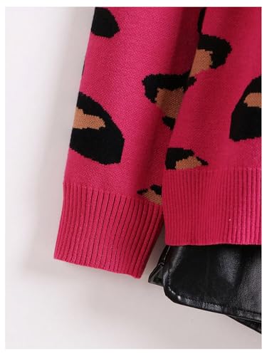 Image of WDIRARA Women's Leopard Tiger Print Cardigan V Neck Long Sleeve Color Block Button Down Sweater Outwear