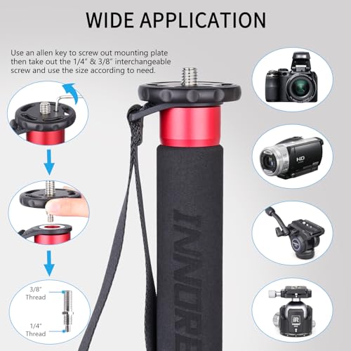 Image of Innorel 63In 160Cm Camera Monopod Vm60A Aluminum Alloy Portable Compact Lightweight Travel Monopod With Fast Flip Lock For Canon Nikon Sony Dslr Camera Video Camcorder Dv Photography Load 22Lbs 10Kg