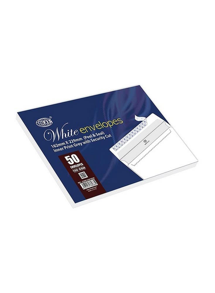 FIS fswe1026psig50 100 gsm peel and seal inner print security cut envelopes 50-pieces, 162 x 229 mm size, grey