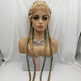 RainaHair 30‘’ All Middle Part Synthetic Braided Lace Front Wig Blonde 4x Twist Braids Wig with Baby