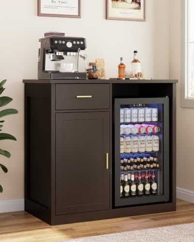 Mini Fridge Cabinet, Coffee Bar Cabinet with Fridge Space (Not Included)