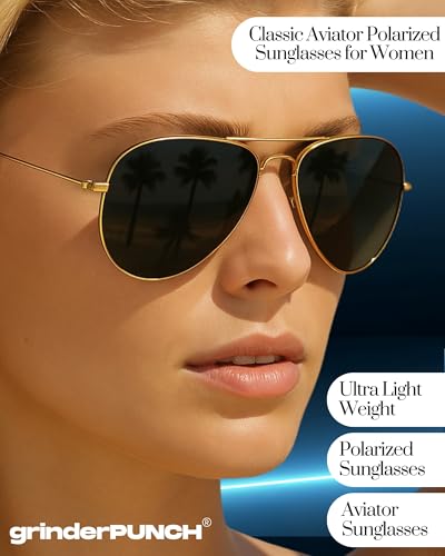 Image of grinderPUNCH Polarized Aviator Sunglasses Men Women 70s Retro Costume UV400