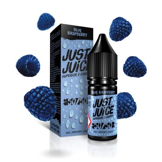 Just Juice Superior E-Liquids Vape Liquid with No Nicotine - Blue Raspberry Flavour - 10ml Bottle, 50/50 0mg e-Liquid, Nic Free eliquid