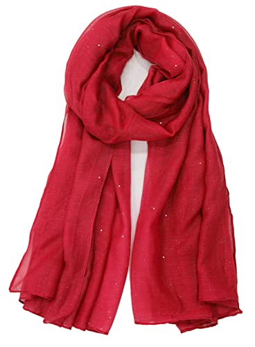Van Der Rich ® - Echarpe Paillette Foulard Doux - Femme (17-Rouge, TU)