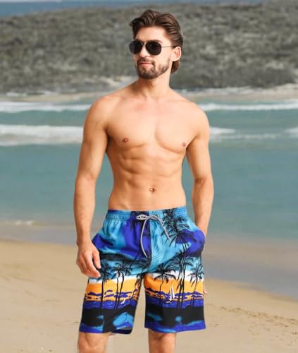 Image of APTRO Men's Long Swim Trunks with Mesh Lining Beach Bathing Suits Board Shorts Swimwear with Pockets and No Mesh