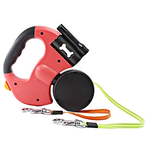 Image of bnf Double Retractable Dog Leash with Garbage Bag Box for Small Medium Dogs Red|Pet Supplies|Dog Supplies|Leashes & Head Collars