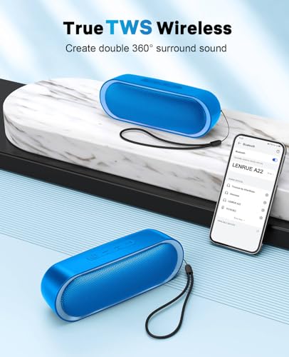 Image of LENRUE Bluetooth Speakers, Waterproof Portable Speakers with TWS, 24 Playtime, Stereo Sound, Wireless for Home Shower Pool Beach Outdoor