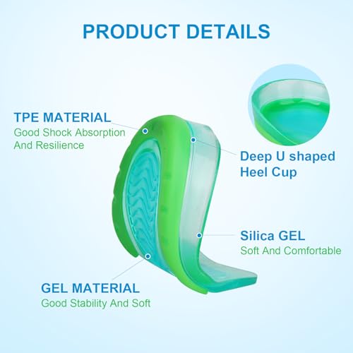 Image of Kids Heel Cups for Heel Pain Sport Traction Shock Absorbing Lightweight Gel Heel Inserts for Kid's with Sensitive Heels, Heel Spurs, Plantar Fasciitis, or Ankle Pain by Plantarecover,1 Pairs