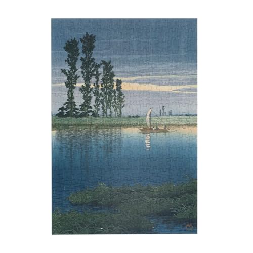 川瀬巴水 牛堀の夕暮 パズル 300ピース 木製 ジグソーパズル リラックス 気分転換 壁飾り 絵画 お誕生日プレゼント ギフト 初心者向け 38*26cm