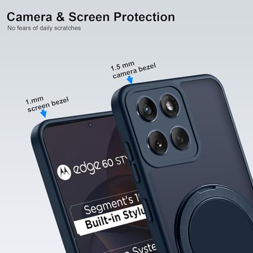 Image of KARWAN Tough Shockproof Armor Back Case Cover Compatible with Motorola Edge 60 Fusion with 360 Degree Rotation Magnetic Attraction Ring Holder Rugged Case with Magnetic MagEase Wireless Charge