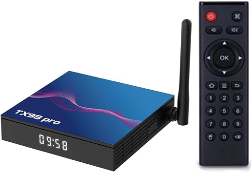 CHROX Android 14.0 Box, TX98 PRO H618 Quad-Core 64-bit Cortex-A53 Mali 450 MP2 GPU Support 4K 3D 1080P 2.4/5.0GHz WIFI BT5.0 10/100M Ethernet DLNA HDMI 2.0 H.265 4gb+3 2gb