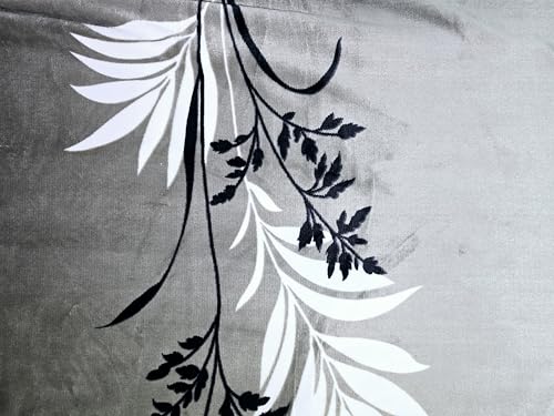 Image of Winter Premium Flannel Velvet Warm Duvet Cover Quilt Cover | Rajai Cover | Blanket Cover | Comforter Cover Single Size 60x100 inches Woollen (Gray White Black Leaf, Single Bed)