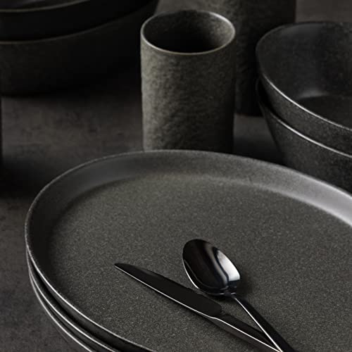 Stone By Mercer Project Katachi Stoneware 16-Piece Dinnerware Set, Charcoal #TOP4