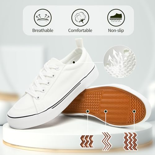 Uoidru Canvas Shoes for Women White Tennis Sneakers Womens Black Shoes Casual Comfortable Low Top Skateboard Fashion Sneakers2
