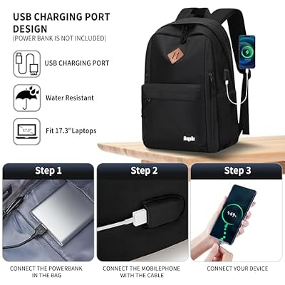 Black Backpack for School - 17.3 Inch Lightweight Daypack for Teen Boys & Girls, Simple Bookbag for Women & Men, Kids Book Bag, Mochilas Escolares para Nios