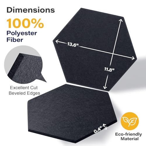 Image of Acoustic Panels, Magrowill 12-Pack Soundproof Wall Panels 14 X 12 X 0.4 Inches, Sound Absorbing Panels with Full Self-Adhesive, Interior Wall Decor Felt Tiles Board