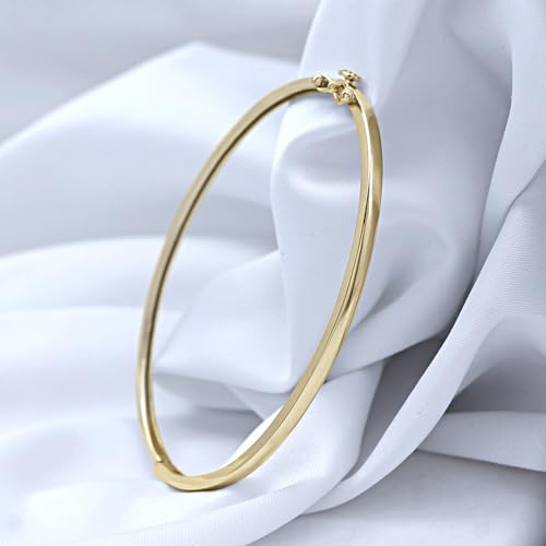 Bangle Bracelet For Women Round Cut Lab Created Moissanite And Classic Plain Design In 14K Gold Plated Sterling Silver Oval Shape Jewelry Gift For Her Size 74