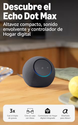 Miniatura 2 de Amazon Echo Dot Max (última generación): altavoz con sonido envolvente y controlador de Hogar digital integrado, Grafito, con Acceso Anticipado a Alexa+