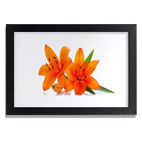 Tableau avec cadre fleurs de plantes orange déco murale Tulup