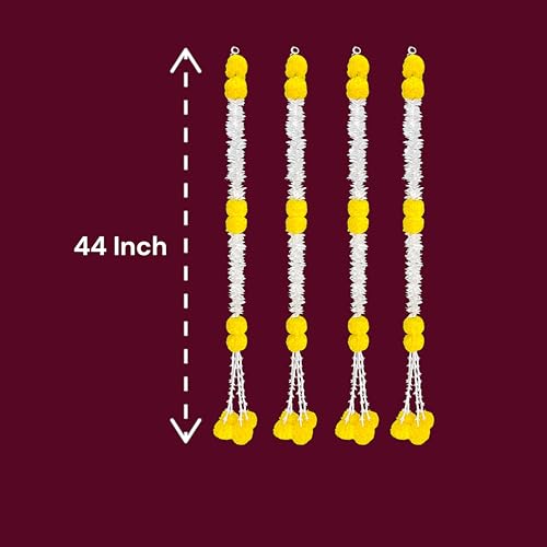 Image of Rajasthan Kraft Artificial Gajra & Marigold Garland with Tuberose Strings | Pack of 7 | 44 Inch Long | Traditional Festival & Wedding Home Dcor for Diwali, Makar Sankranti & Pooja(RK-GJ7-7)