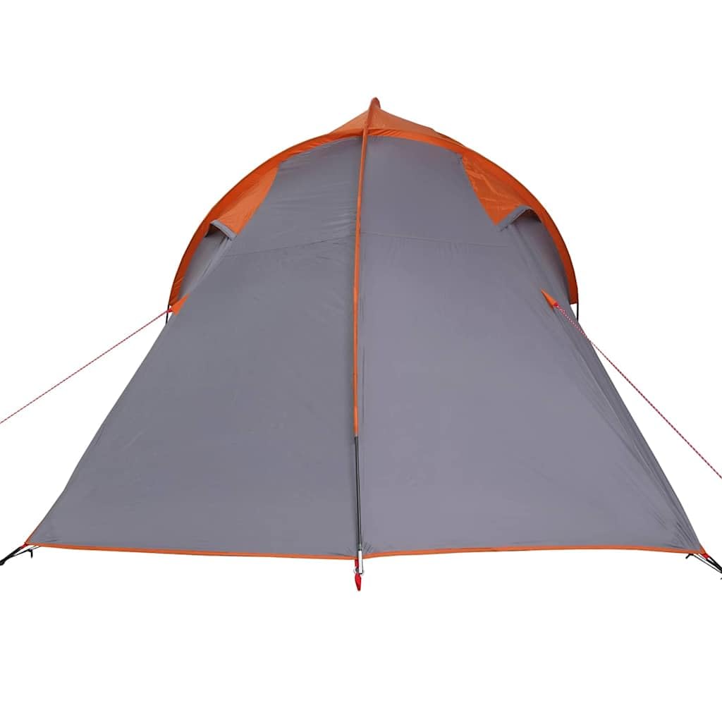 Namiot tunelowy z dachem, szaro-pomarańczowy, 510 x 240 x 156 cm, TAFT, dla 4 osób, wodoszczelny, outdoorowy namiot kempingowy z portem E, drążki z włókna szklanego, torba do przenoszenia dla rodziny