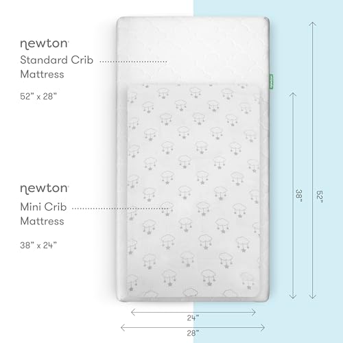 Image of Newton Baby Mini Crib Fitted Sheets (2-Pack) | Organic Muslin Cotton, Breathable & Soft Baby Sheets, Washable Baby Mattress Sheets, Fits Any Mini Sized Crib 24 inch x 38 inch, Wishing on a Star Print + White