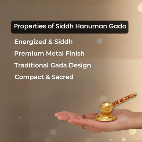 Image of VAMA Hanuman Gada for Car Siddh at Narsimha Temple, Chandni Chowk | Temple Energized Hanuman Gada for Pooja | Hanuman Idol for Car | Divine Protection, Strength & Blessings | 70 Gm Metal Spiritual