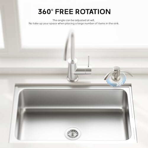 SAMODRA Built in Kitchen Sink Soap Dispenser (Brushed Nickel) with 12 oz Large PET Lotion Bottle, Refill from Top - Image 2