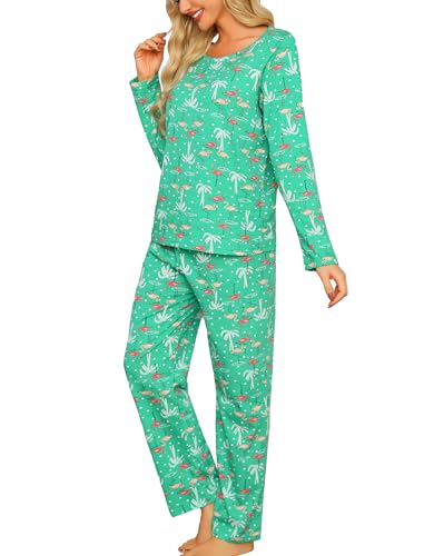 Image of ENJOYNIGHT Women's Pyjama Set Cotton Long Sleeve Pants Pjs with Pockets