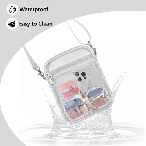 Image of Clear Bag for Stadium Events - Sports Messanger Bag Small Mini Clear Purse for Fan, Concert, Work, Travel