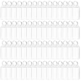 60 Pezzi Targhette Portachiavi in Plastica, 5.6 x 2.9cm Portachiavi con Etichetta Scrivibile, Targhette per Chiavi in Plastica, con Etichette in Carta Bianca, per Valigie, Animali Domestici, Bagagli