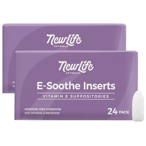 NewLife Naturals Vitamin E Suppositories for Women - Vaginal Moisturizer for Dryness Irritation Menopause Relief - All Natural Feminine Care - 38IU - 2 x 24 Packs