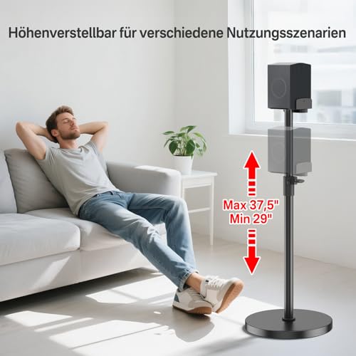 In hoogte verstelbare luidsprekerstandaard tot 95 cm – universele poten voor Edifier, KRK, Klipsch, Polk, Yamaha, Sony – robuuste surround sound luidsprekerstandaard met kabelmanagement. - Afbeelding 4