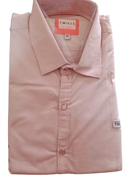Vinod Men's Solid Slim Fit Casual Shirt Pink