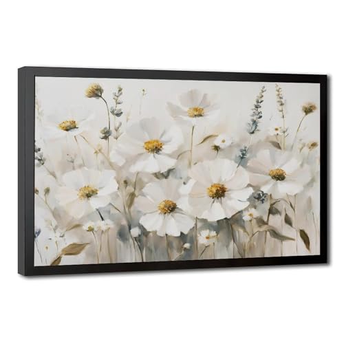 Peinture blanche florale et botanique pour une déco de salon zen