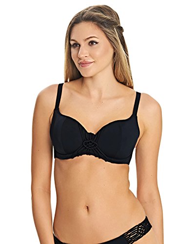 Freya Women's Macramé Sweetheart Padded Underwire Bikini Top, Black, 34D