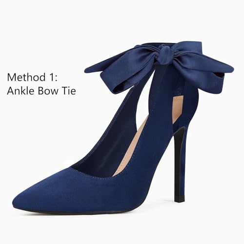 Image of Fashare Womens High Heels Bow Tie Back Sexy Stiletto Ankle Strap Wedding Dress Pumps Shoes